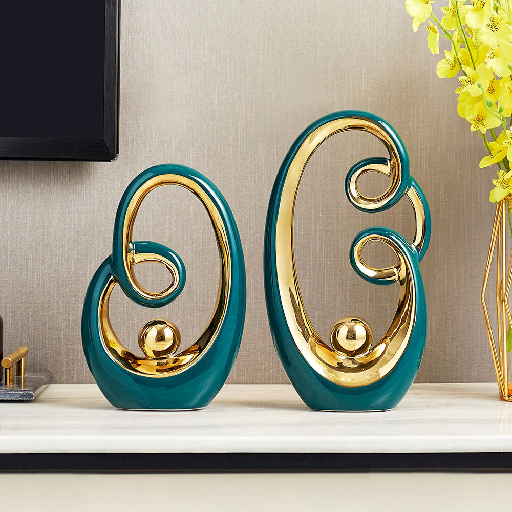 Modern Abstract Decorative Figurines Creative Smooth Flowing Ceramic Sculptures For Living Room Table Mantelpiece Home Office Desktop Decoration