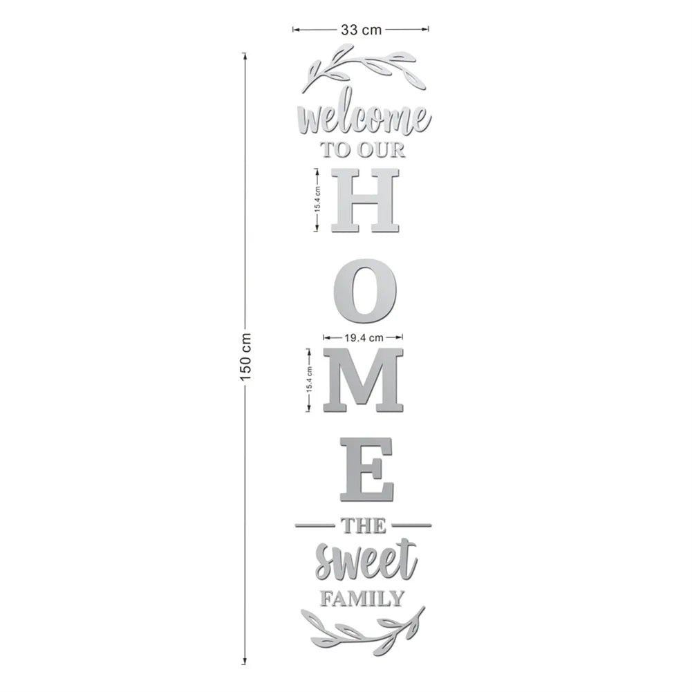 Large Mirrored HOME Letters Self Adhesive Removable Wall Stickers Creative DIY Wall Decoration For Living Room Kitchen Wall Decor
