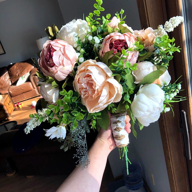 Beautiful Fashionable Artificial Silk Peony Flower Bouquet For Wedding Venue Living Room Bedroom Stylish Peonies Floral Display For Modern Nordic Home Decor