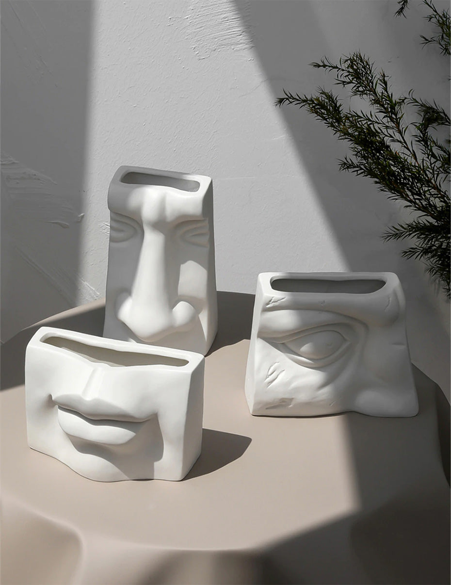 Modern Abstract Nordic Troll Faces Art Vases For Living Room Minimalist Vestibules For Creative Scandinavian Home Interior Design Flower Arrangement
