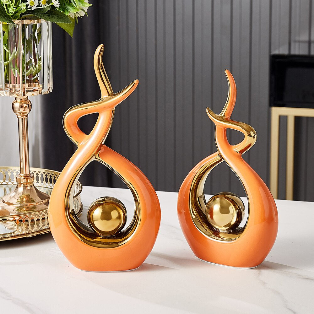 Modern Abstract Decorative Figurines Creative Smooth Flowing Ceramic Sculptures For Living Room Table Mantelpiece Home Office Desktop Decoration