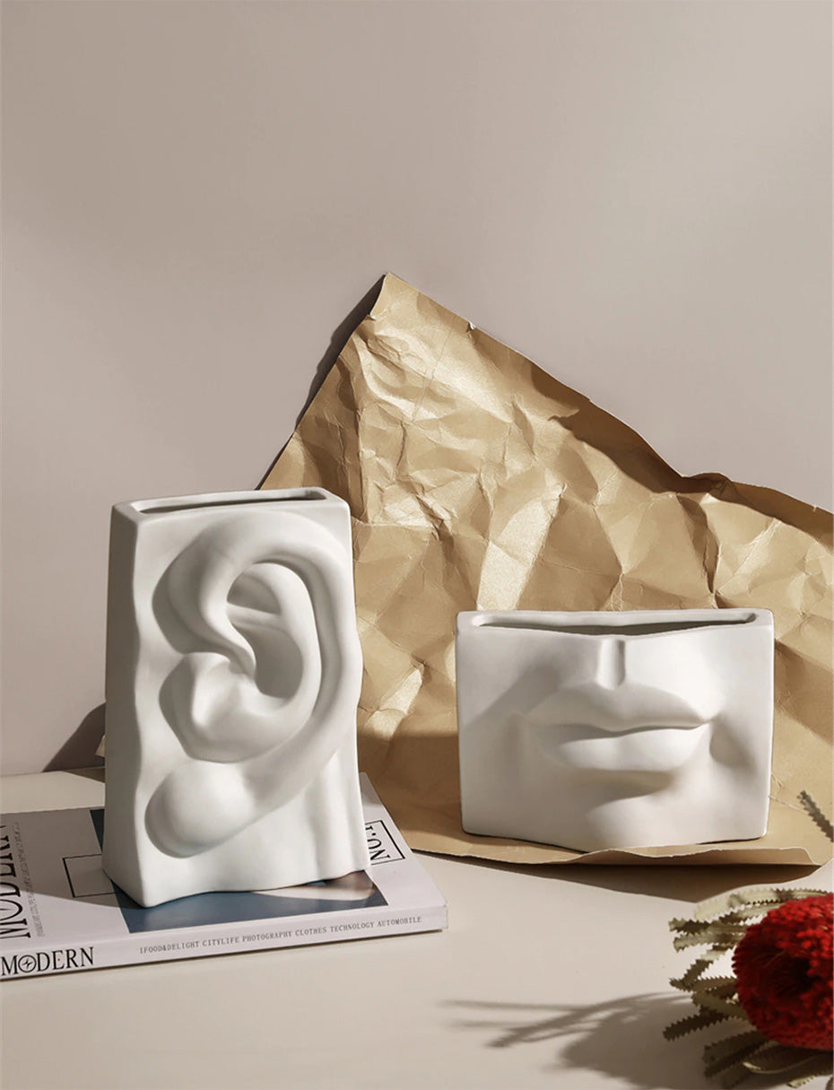 Modern Abstract Nordic Troll Faces Art Vases For Living Room Minimalist Vestibules For Creative Scandinavian Home Interior Design Flower Arrangement
