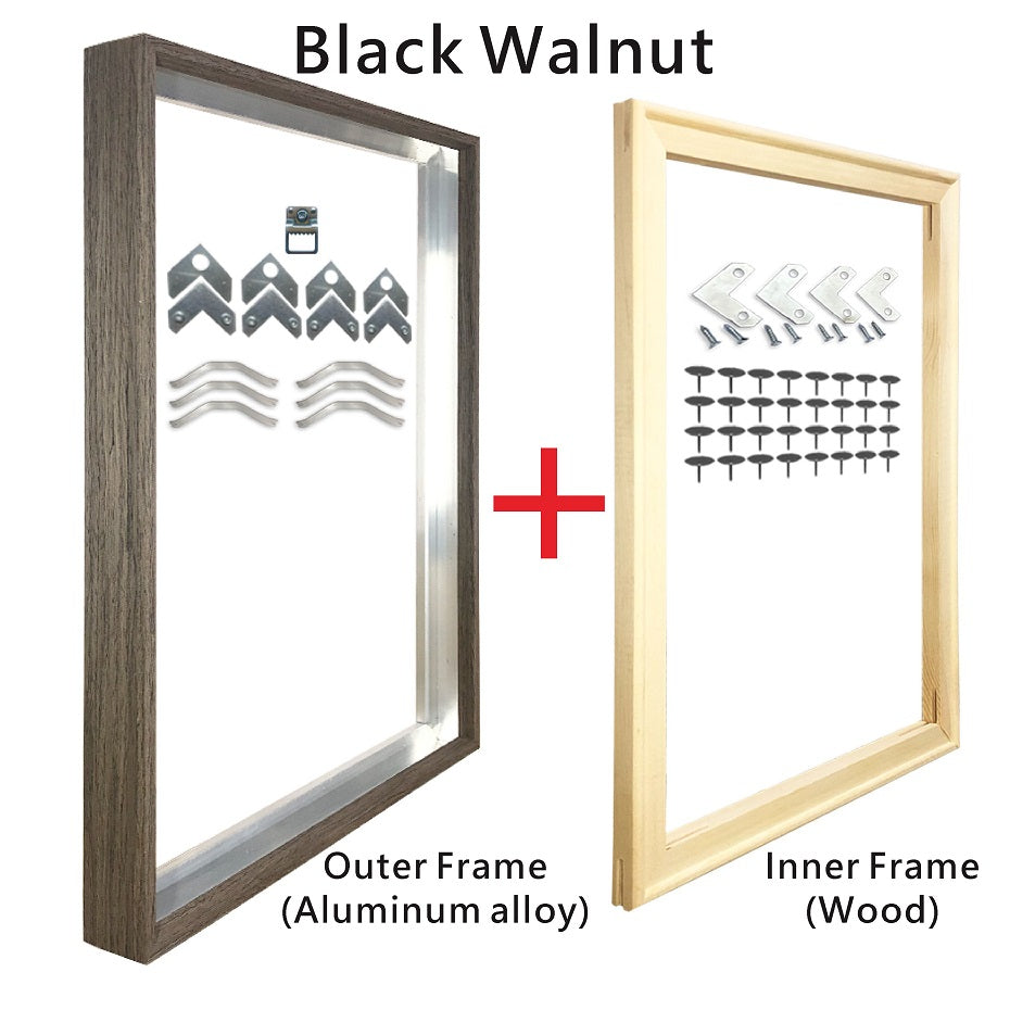 Metal Picture Frame 8 Colors Brushed Black Frosted White Brushed Gold Titanium Silver With Wood Inner Frame Size 20x30cm to 60x90cm