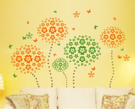 Cute Colorful Flowers And Butterflies Wall Decals Removable DIY Wall Stickers For Bedroom Living Room Wedding Decor Kids Girls Rooms