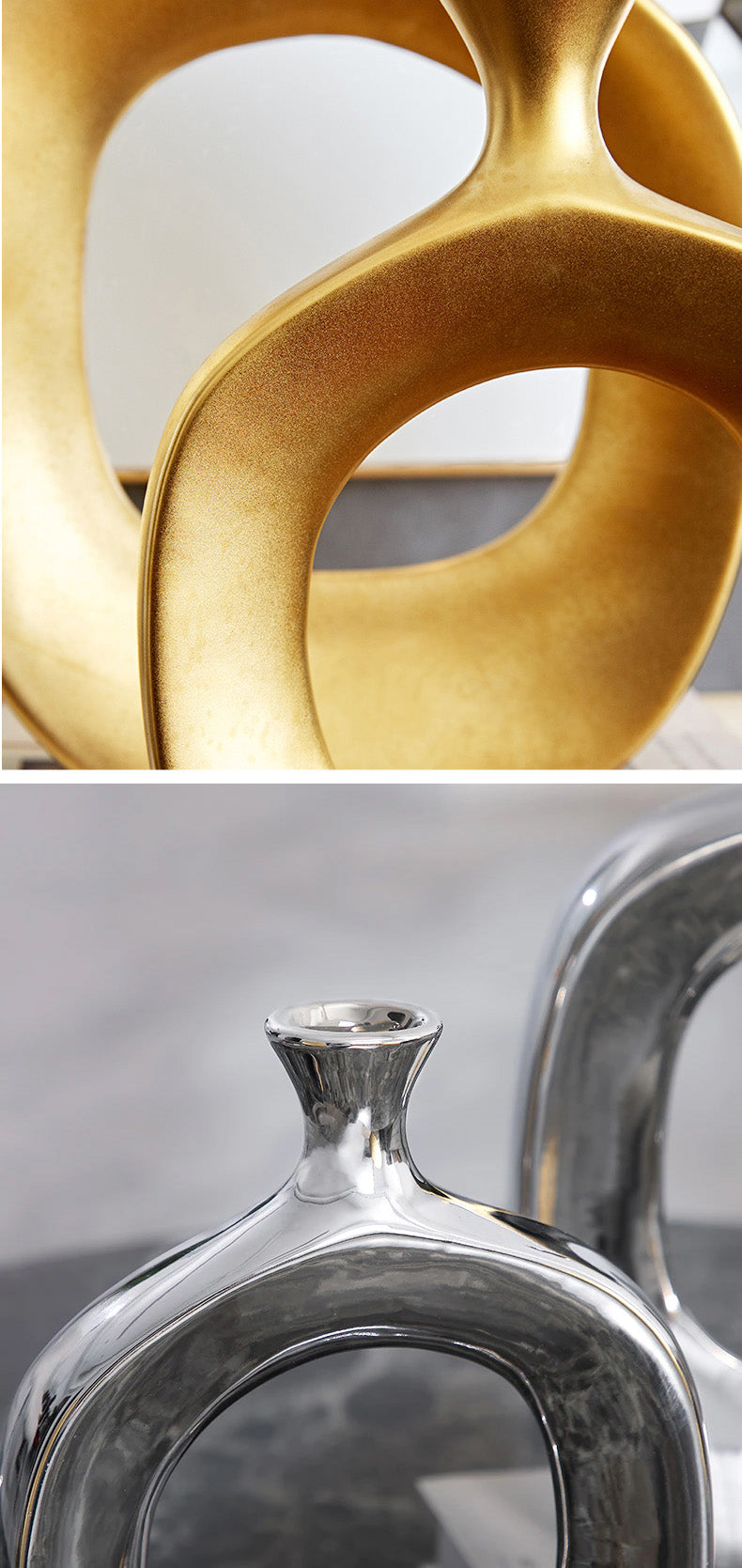Golden Ceramic Sculpture Vase Modern Abstract Decorative Nordic Art Piece For Living Room Sideboard Dining Room Table Contemporary Style Nordic Home Decor