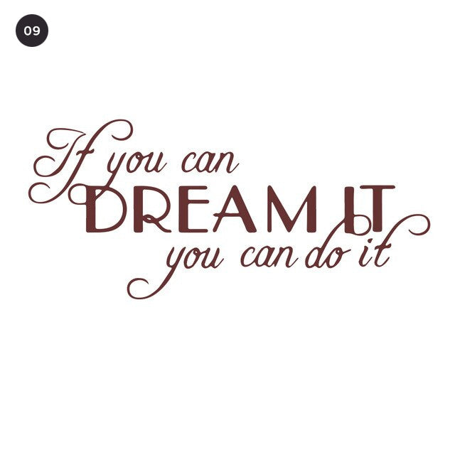 Inspirational Dreams Quotation Wall Decal For Living Room Decor Bedroom Wall Daily Mantra Removable Self Adhesive Vinyl Wall Sticker Creative Home DIY