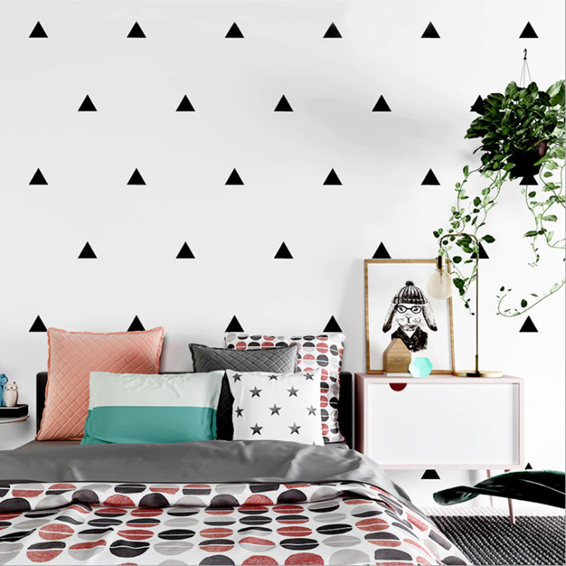Little Triangles Wall Decals For Baby Boy's Room Removable Decorative Sticky Triangles Wall Stickers For Kid's Bedroom Nursery Wall Decor