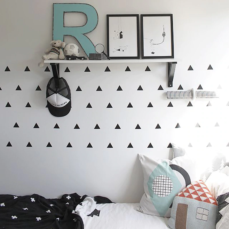 Little Triangles Wall Decals For Baby Boy's Room Removable Decorative Sticky Triangles Wall Stickers For Kid's Bedroom Nursery Wall Decor