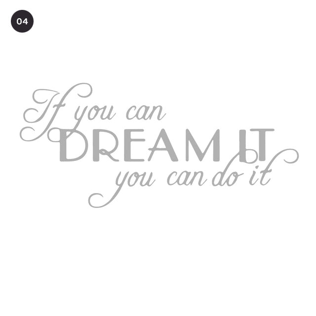 Inspirational Dreams Quotation Wall Decal For Living Room Decor Bedroom Wall Daily Mantra Removable Self Adhesive Vinyl Wall Sticker Creative Home DIY
