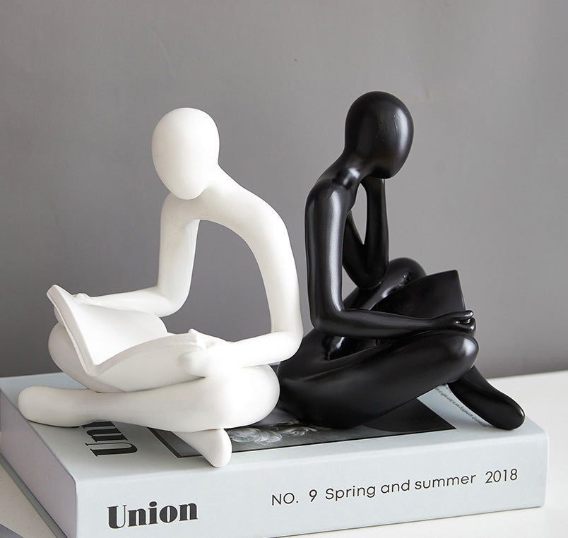 Reading Men Abstract Statues Miniature Figurines Resin Sculpture Decorative Ornaments For Living Room Coffee Table Mantlepiece Nordic Home Decor