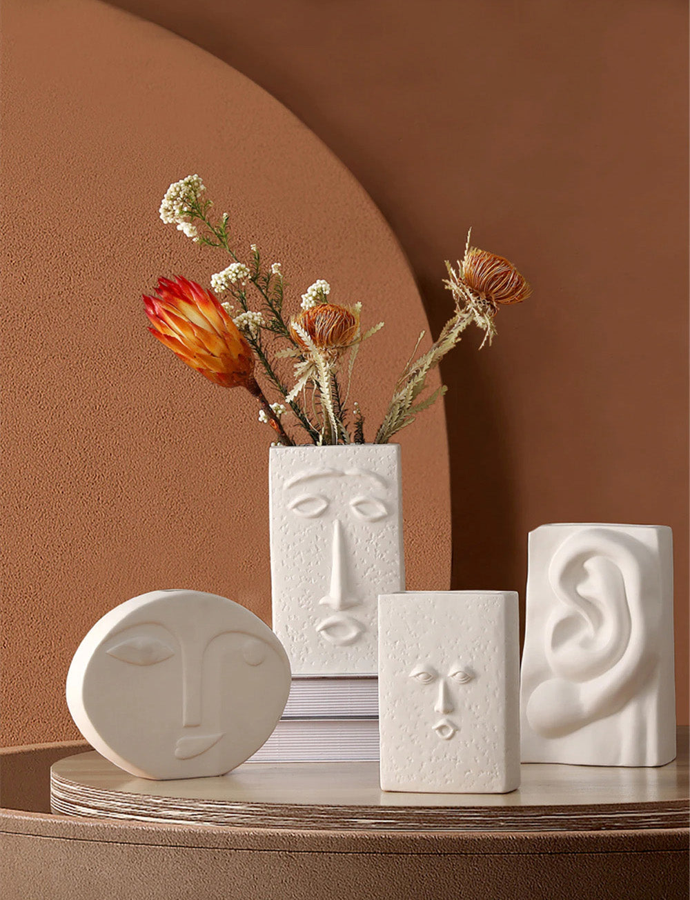 Modern Abstract Nordic Troll Faces Art Vases For Living Room Minimalist Vestibules For Creative Scandinavian Home Interior Design Flower Arrangement