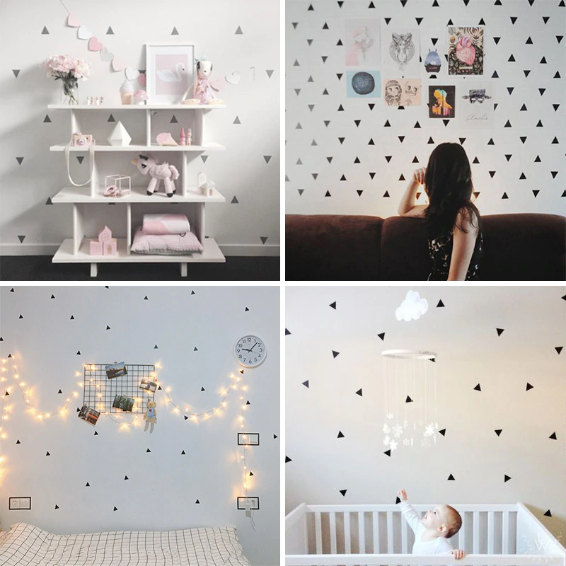 Little Triangles Wall Decals For Baby Boy's Room Removable Decorative Sticky Triangles Wall Stickers For Kid's Bedroom Nursery Wall Decor