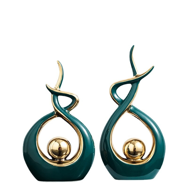 Modern Abstract Decorative Figurines Creative Smooth Flowing Ceramic Sculptures For Living Room Table Mantelpiece Home Office Desktop Decoration