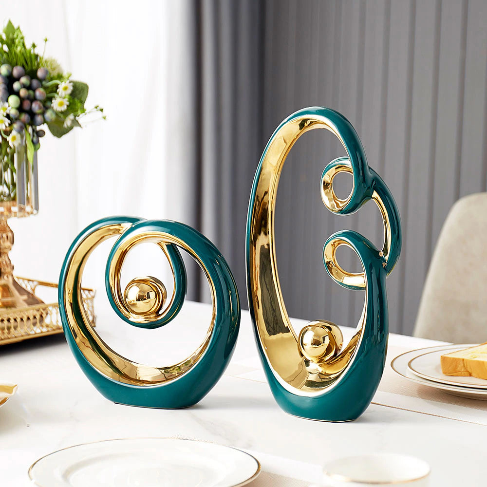 Modern Abstract Decorative Figurines Creative Smooth Flowing Ceramic Sculptures For Living Room Table Mantelpiece Home Office Desktop Decoration