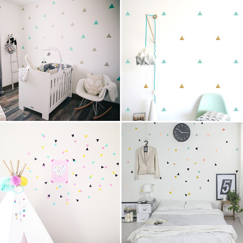 Little Triangles Wall Decals For Baby Boy's Room Removable Decorative Sticky Triangles Wall Stickers For Kid's Bedroom Nursery Wall Decor