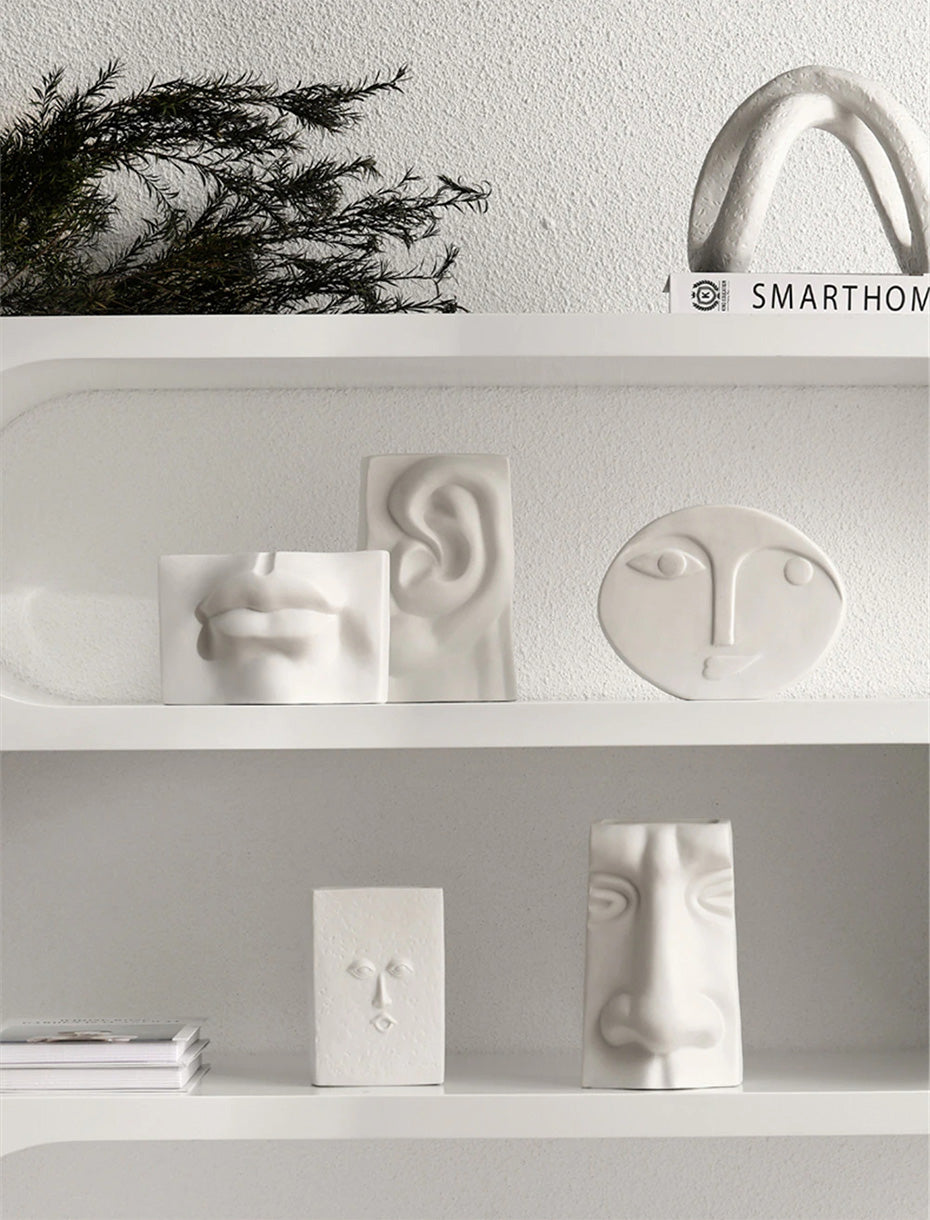 Modern Abstract Nordic Troll Faces Art Vases For Living Room Minimalist Vestibules For Creative Scandinavian Home Interior Design Flower Arrangement