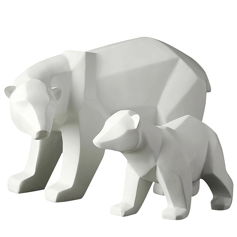 Geometric Polar Bear Sculpture Black Bear Statue Modern Ornamental Decoration For Living Room Coffee Table Bookshelf Mantelpiece Nordic Home Decor
