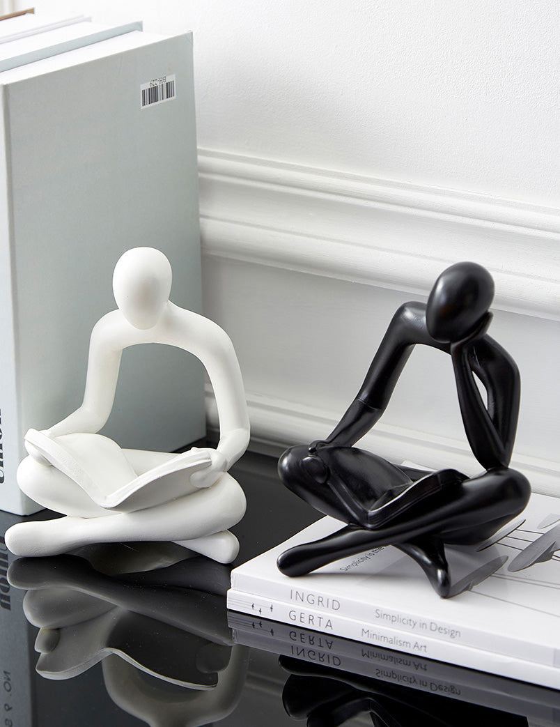 Reading Men Abstract Statues Miniature Figurines Resin Sculpture Decorative Ornaments For Living Room Coffee Table Mantlepiece Nordic Home Decor