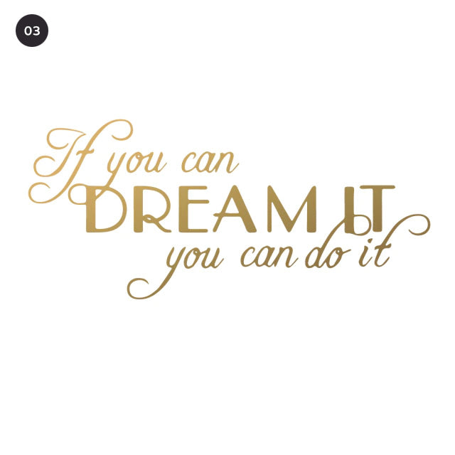 Inspirational Dreams Quotation Wall Decal For Living Room Decor Bedroom Wall Daily Mantra Removable Self Adhesive Vinyl Wall Sticker Creative Home DIY