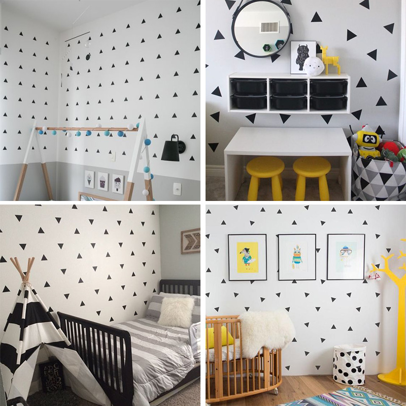 Little Triangles Wall Decals For Baby Boy's Room Removable Decorative Sticky Triangles Wall Stickers For Kid's Bedroom Nursery Wall Decor