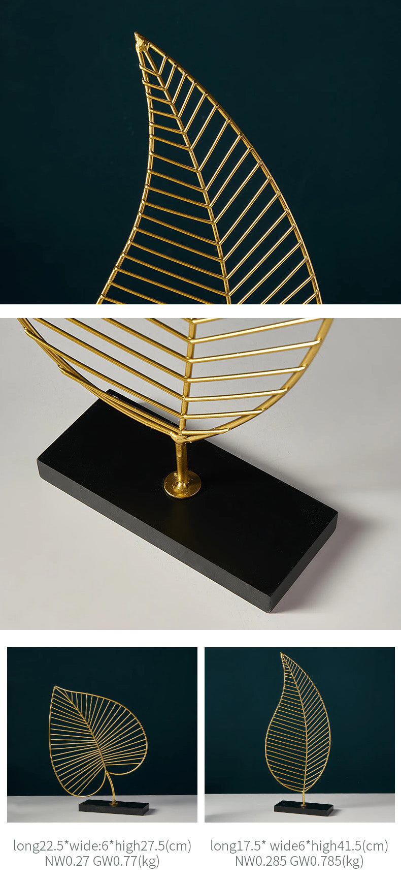 Golden Palm Leaf Silhouette Ornamental Tropical Botanical Nordic Decoration For Living Room Coffee Table Sideboard Figurines Nordic Style Home Decor