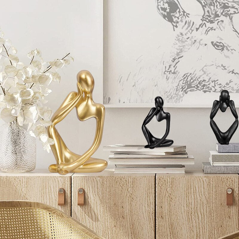Abstract Thinker Figurines Resin Statue Sculptured Ornamental Characters For Living Room Coffee Table Mantelpiece Art Nordic Home Decor