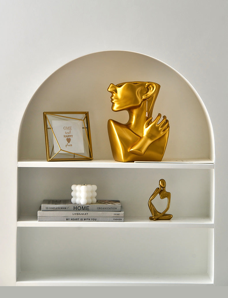 Modern Abstract Designer Fashion Art Vase Creative Resin Bust Sculpture For Bedroom Living Room Creative Salon Floral Display Contemporary Nordic Decor