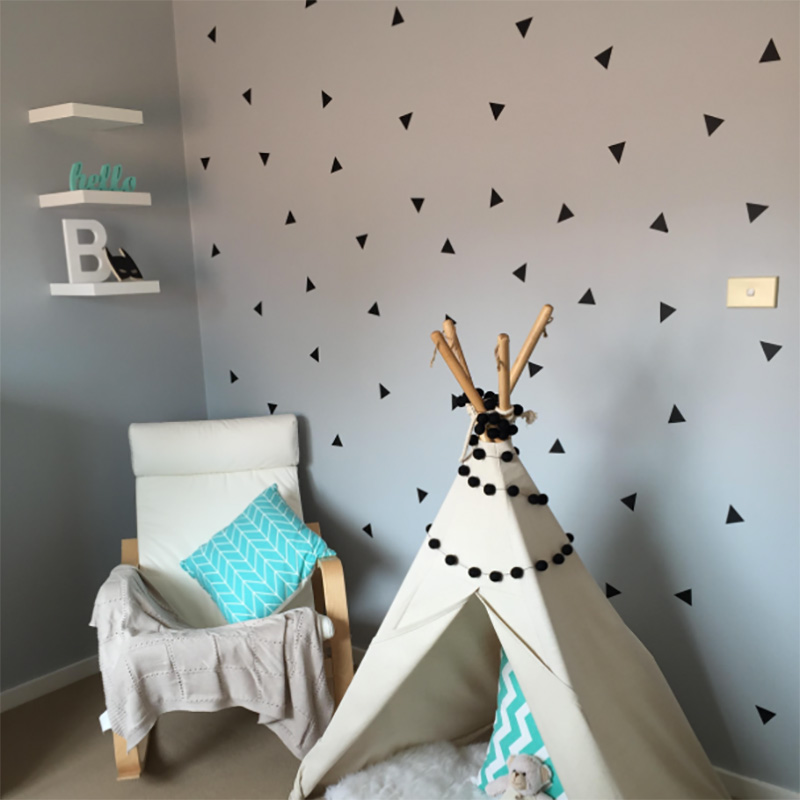 Little Triangles Wall Decals For Baby Boy's Room Removable Decorative Sticky Triangles Wall Stickers For Kid's Bedroom Nursery Wall Decor