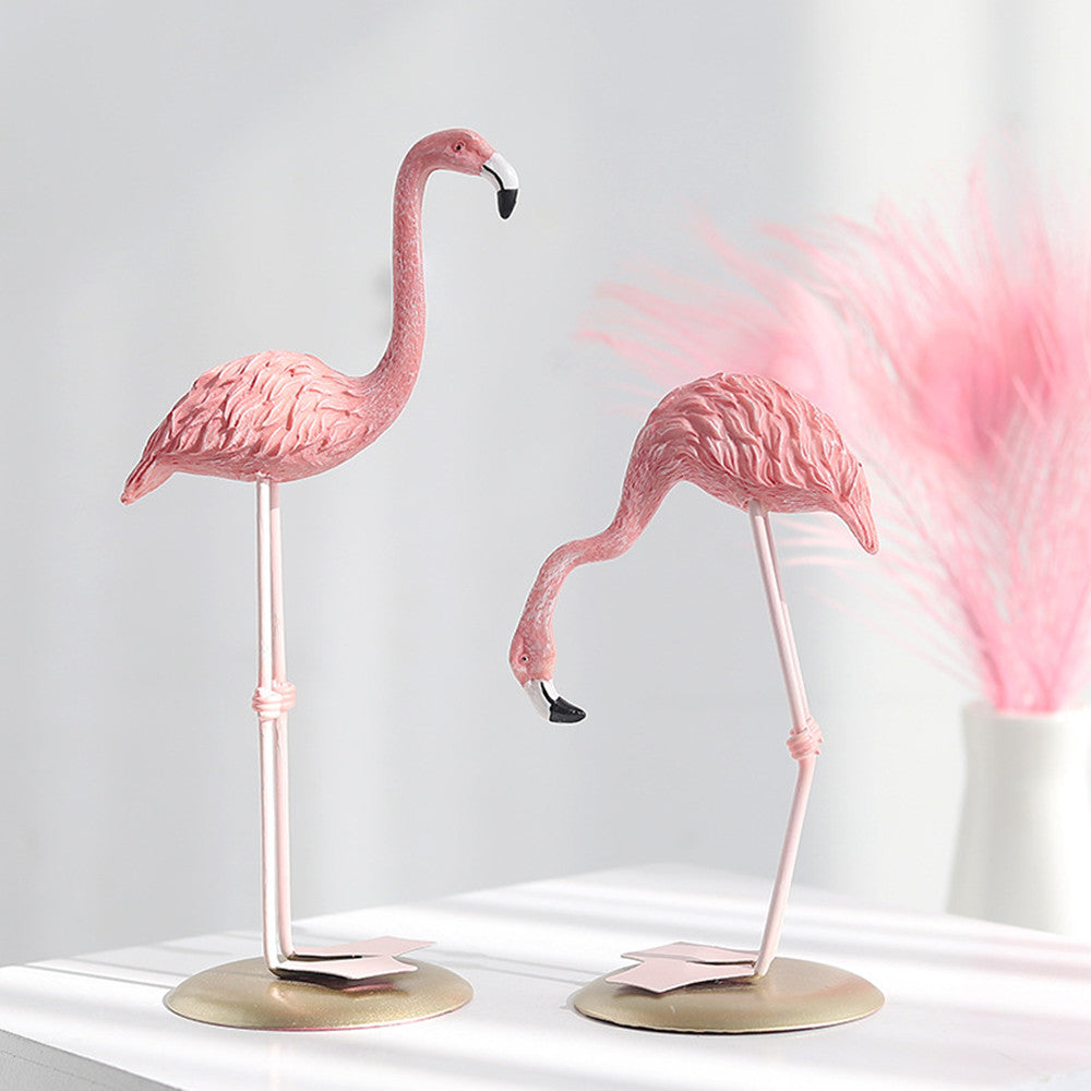 Pink Flamingo Decorative Ornaments Figurines For Living Room Coffee Table Windowsill Bookshelf Mantelpiece Bedroom Dressing Table Nordic Style Creative Home Decor