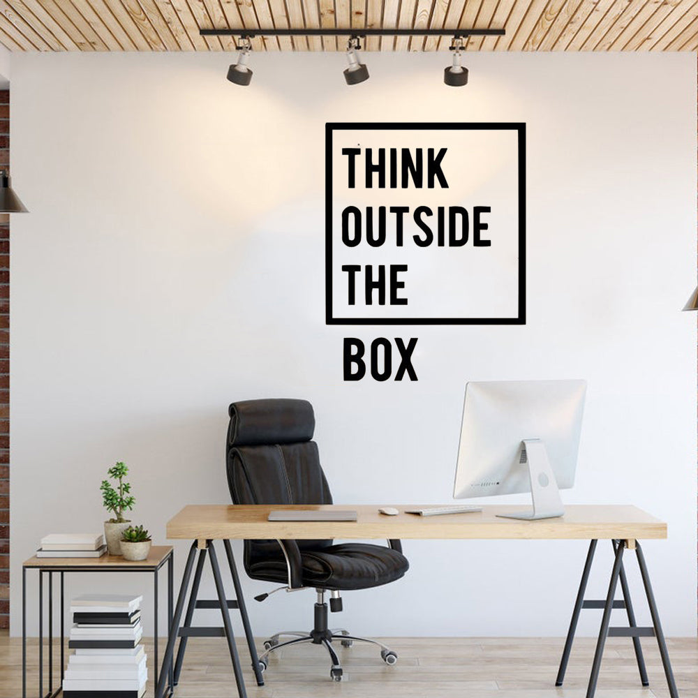Think Outside The Box Creative Thinking Wall Decal Removable PVC Vinyl Wall Sticker Inspirational Decor For Study Room Home Office Wall Decoration