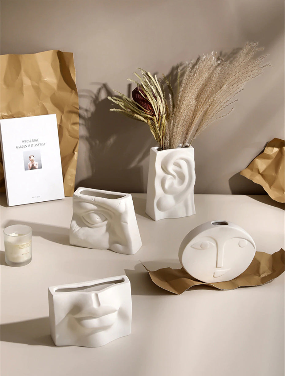 Modern Abstract Nordic Troll Faces Art Vases For Living Room Minimalist Vestibules For Creative Scandinavian Home Interior Design Flower Arrangement