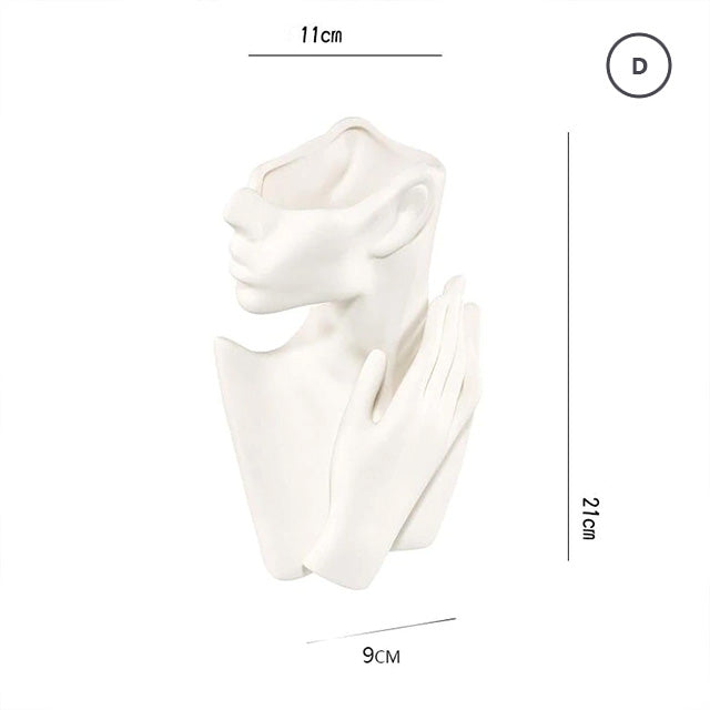 Nordic Abstract Sculptured Porcelain Lady Ceramic Vase Miniature Bust Decorative Art Sculpture For Wedding Floral Arrangements Modern Living Room Home Decor.