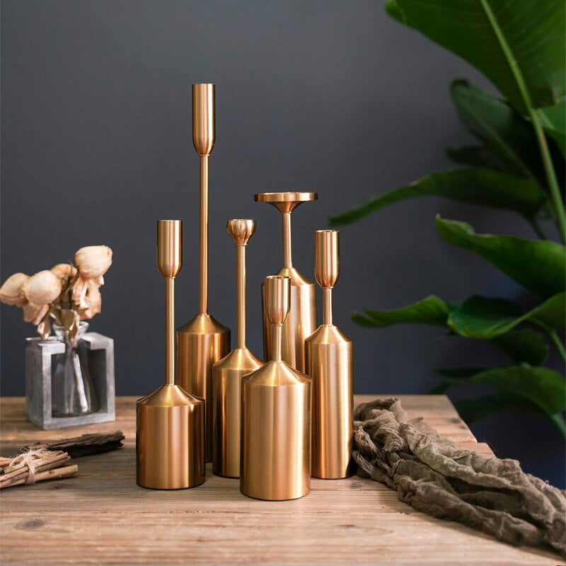 Trending Elegant Golden Metal Candle Stands For Living Room Table Sideboard Fireplace Mantelpiece Wedding Decoration Candlesticks Nordic Home Decor