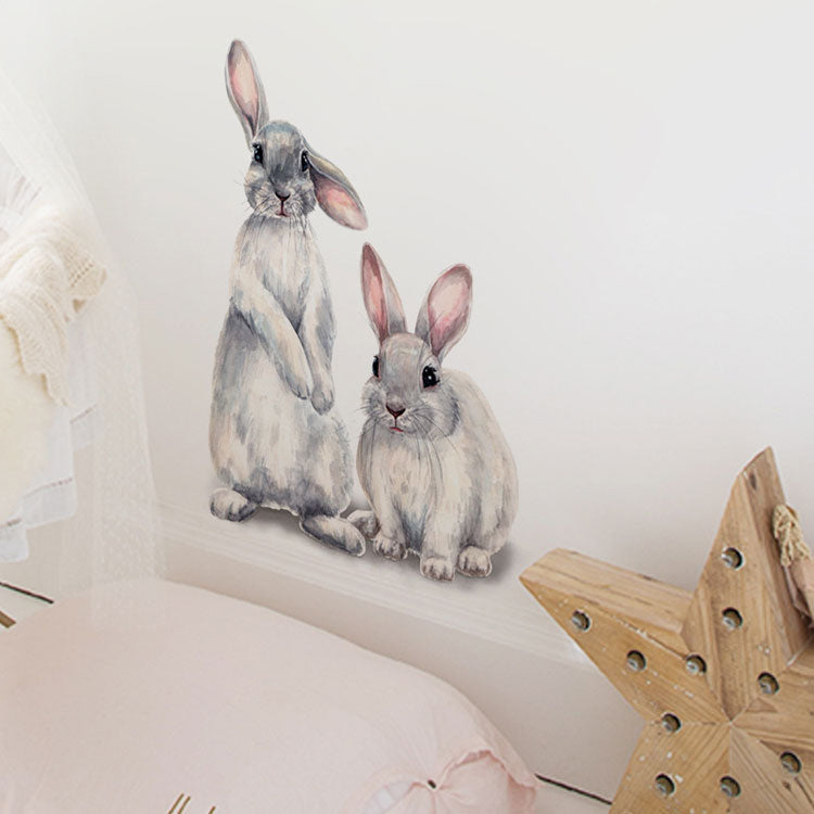 Cute Bunny Rabbits Wall Decals Removable PVC Wall Stickers For Kids Room Nursery Room DIY Wall Decorations For Children's Room Kindergarten Wall Decor
