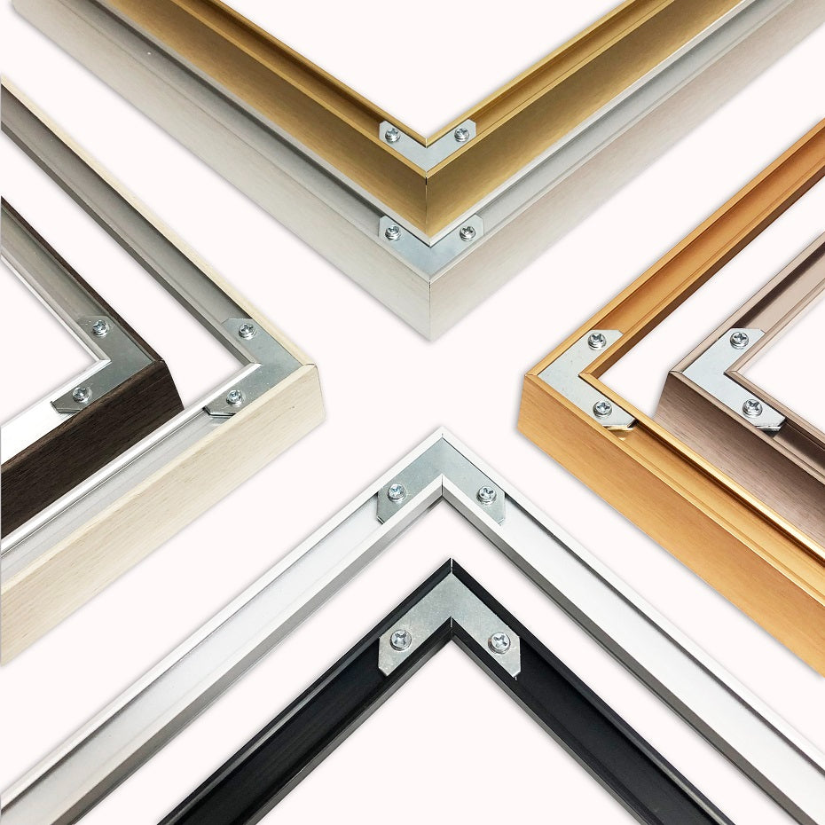 Metal Picture Frame 8 Colors Brushed Black Frosted White Brushed Gold Titanium Silver With Wood Inner Frame Size 20x30cm to 60x90cm