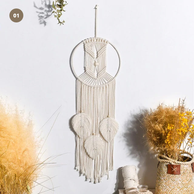 Moon And Stars Dream Catcher Naturally Inspired Cotton Macrame Earthy Hanging Decoration For Bedroom Living Room Essential Nordic Home Decor