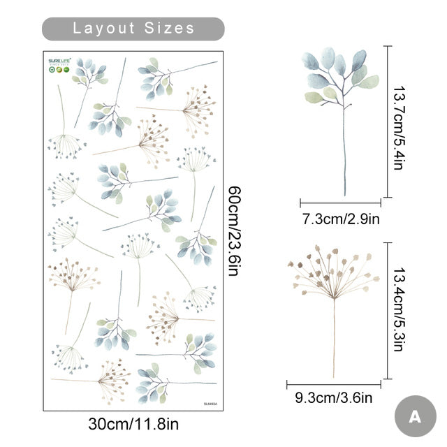 Wild Meadow Flowers Wall Decals Removable PVC Wall Stickers For Kitchen Dining Room Cafe Wall Decoration Simple Effective Creative DIY Home Decor