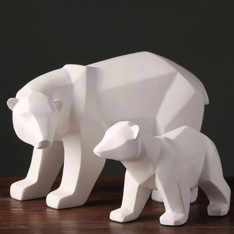 Geometric Polar Bear Sculpture Black Bear Statue Modern Ornamental Decoration For Living Room Coffee Table Bookshelf Mantelpiece Nordic Home Decor