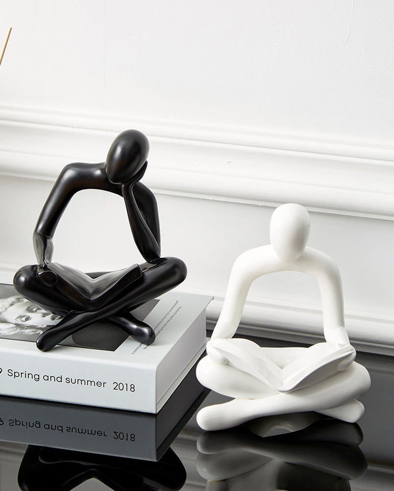 Reading Men Abstract Statues Miniature Figurines Resin Sculpture Decorative Ornaments For Living Room Coffee Table Mantlepiece Nordic Home Decor