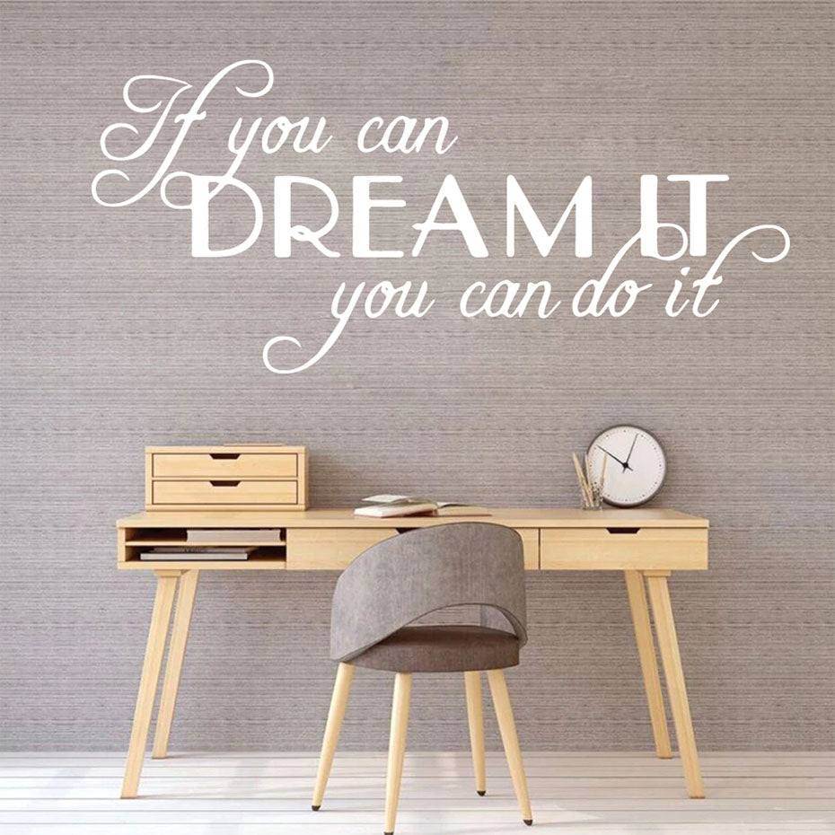 Inspirational Dreams Quotation Wall Decal For Living Room Decor Bedroom Wall Daily Mantra Removable Self Adhesive Vinyl Wall Sticker Creative Home DIY