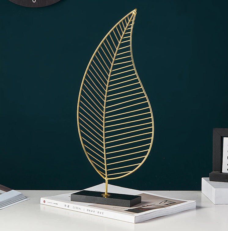 Golden Palm Leaf Silhouette Ornamental Tropical Botanical Nordic Decoration For Living Room Coffee Table Sideboard Figurines Nordic Style Home Decor