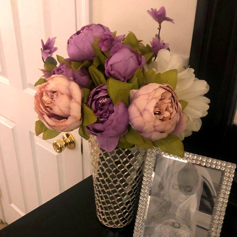 Beautiful Fashionable Artificial Silk Peony Flower Bouquet For Wedding Venue Living Room Bedroom Stylish Peonies Floral Display For Modern Nordic Home Decor