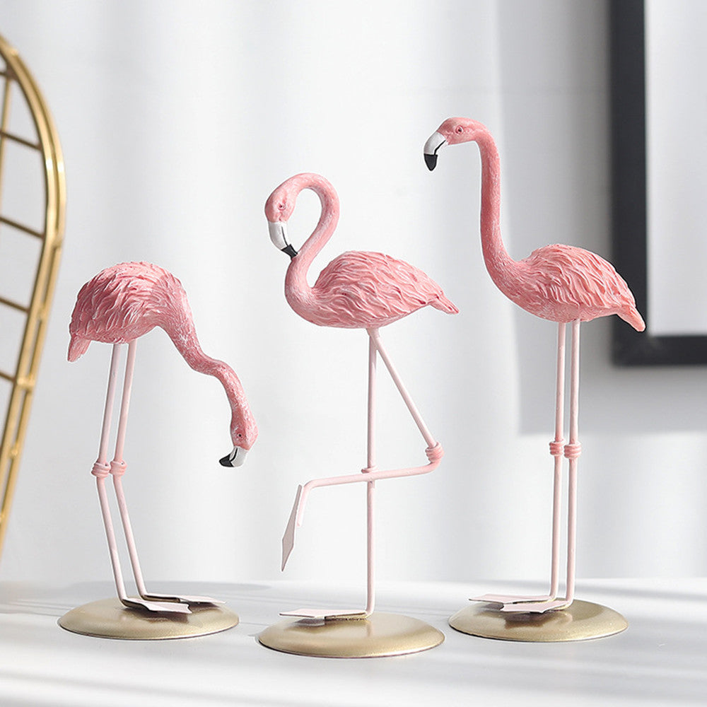 Pink Flamingo Decorative Ornaments Figurines For Living Room Coffee Table Windowsill Bookshelf Mantelpiece Bedroom Dressing Table Nordic Style Creative Home Decor