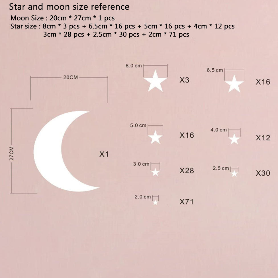 Moon And Stars Wall Decals Removable PVC Vinyl Wall Stickers For Kids Room Babys Room Simple Creative DIY Home Decor Nordic Style Nursery Wall Decoration