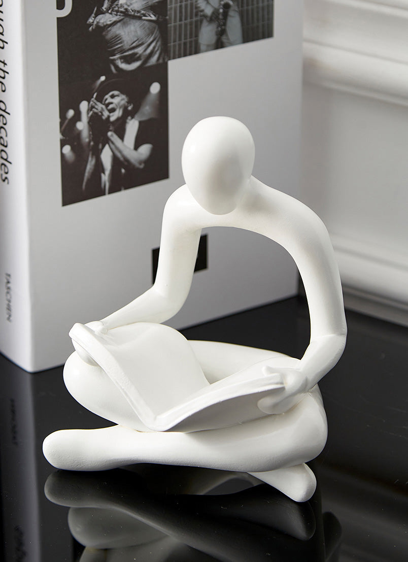 Reading Men Abstract Statues Miniature Figurines Resin Sculpture Decorative Ornaments For Living Room Coffee Table Mantlepiece Nordic Home Decor