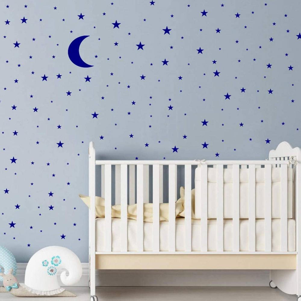 Moon And Stars Wall Decals Removable PVC Vinyl Wall Stickers For Kids Room Babys Room Simple Creative DIY Home Decor Nordic Style Nursery Wall Decoration