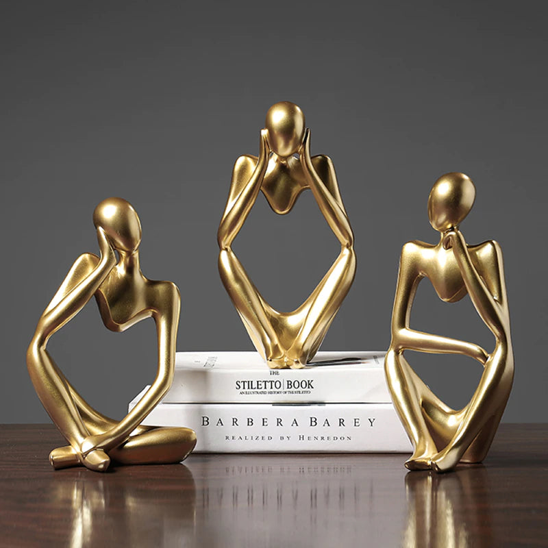 Abstract Thinker Modern Resin Statue Sculptured Characters Art Decoration For Living Room Coffee Table Mantelpiece Ornamental Figurines Nordic Home Decor