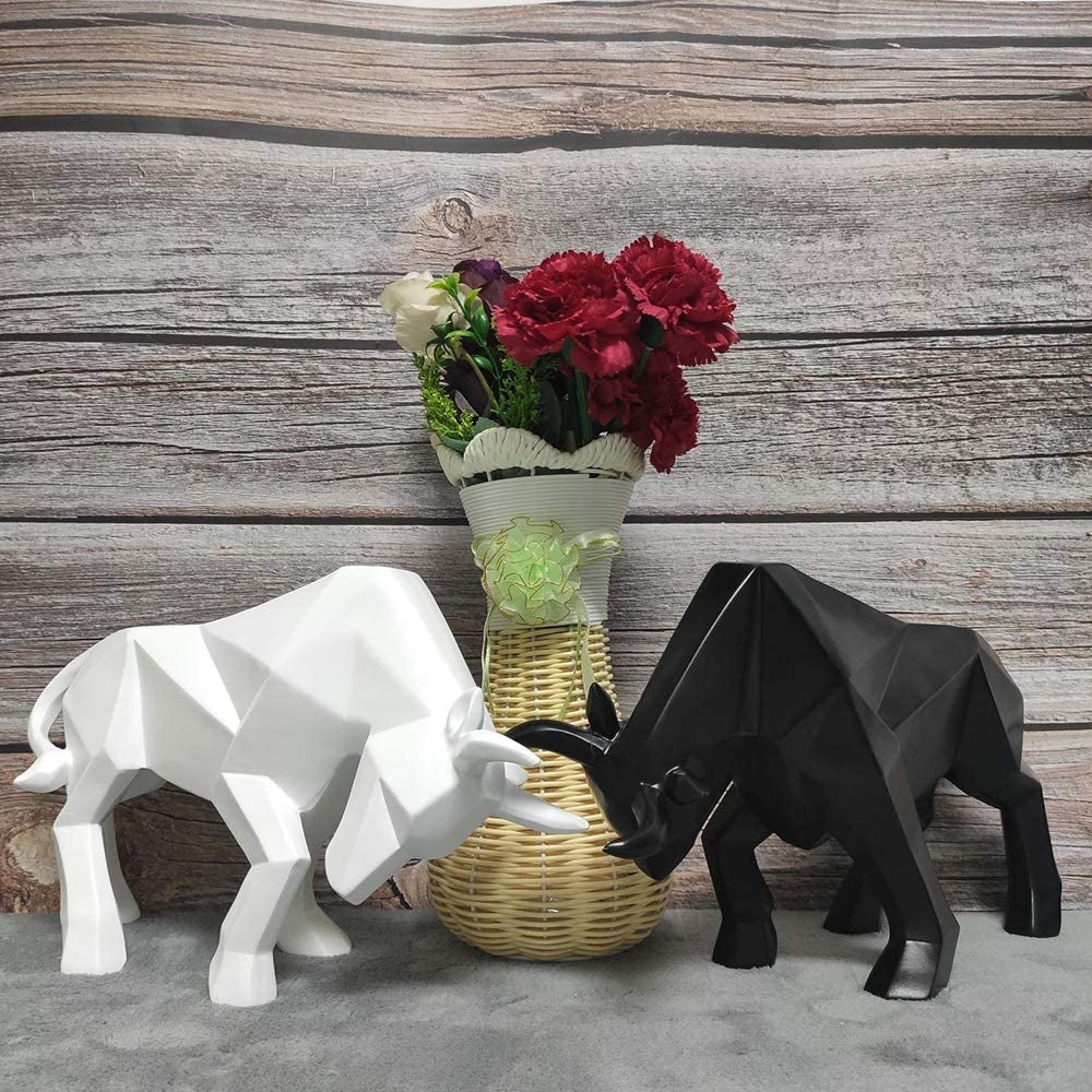 Abstract Bull Statue Sculpture Geometric Wildlife Ornament Modern Symbolic Art Decoration For Desktop Home Office Living Room Nordic Home Decor