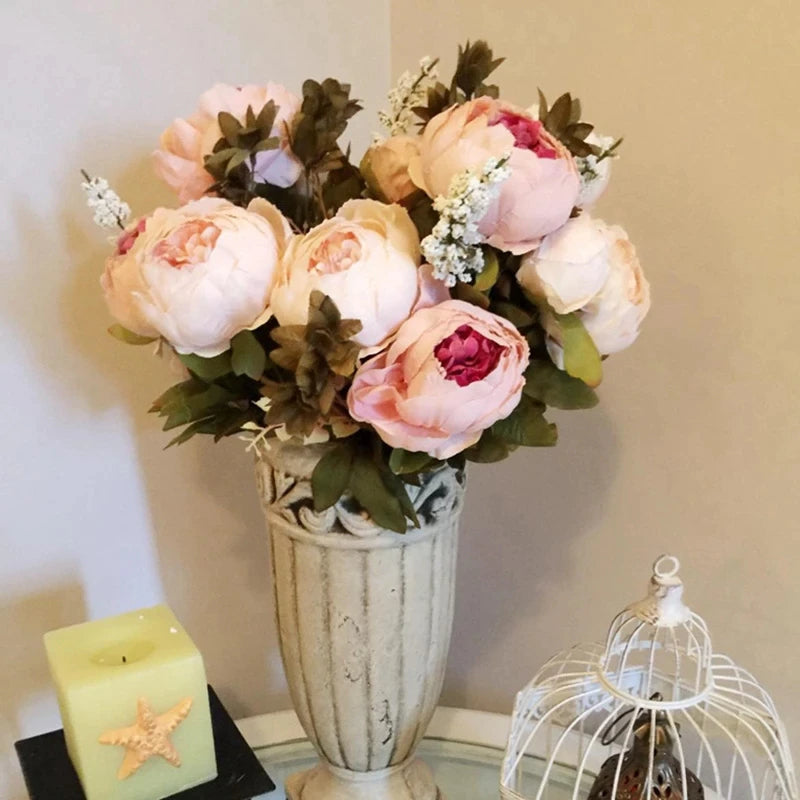 Beautiful Fashionable Artificial Silk Peony Flower Bouquet For Wedding Venue Living Room Bedroom Stylish Peonies Floral Display For Modern Nordic Home Decor