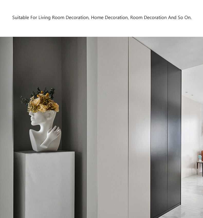 Modern Abstract Designer Fashion Art Vase Creative Resin Bust Sculpture For Bedroom Living Room Creative Salon Floral Display Contemporary Nordic Decor